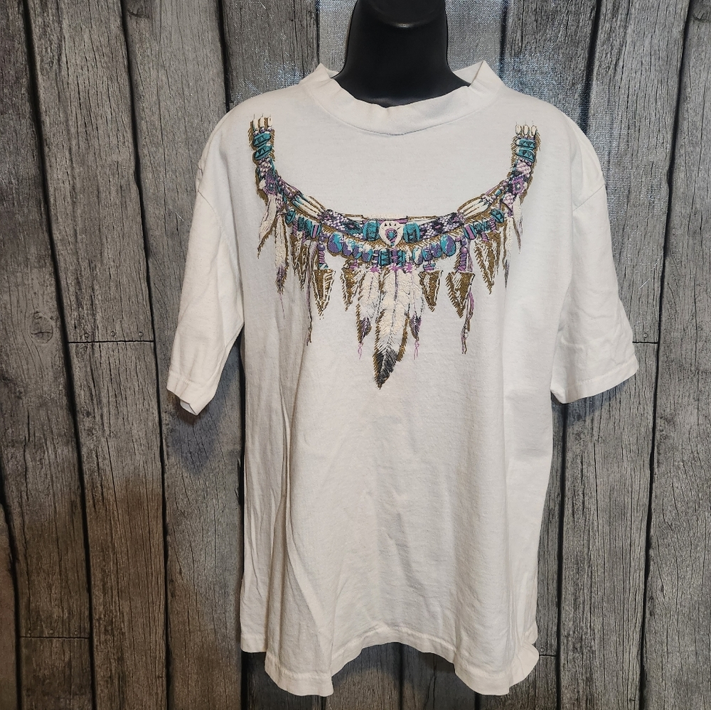 Vintage Diamond Dust Glitter Feather and Arrowheads Shirt‎